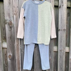 Vintage Adrienne Vittadini RARE 90s Sweater Pant Set Lambswool Angora